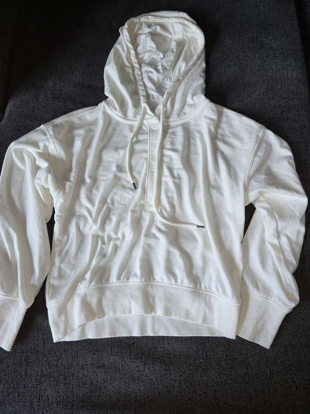 Universal Thread Women's White Hooded Henley Pullover